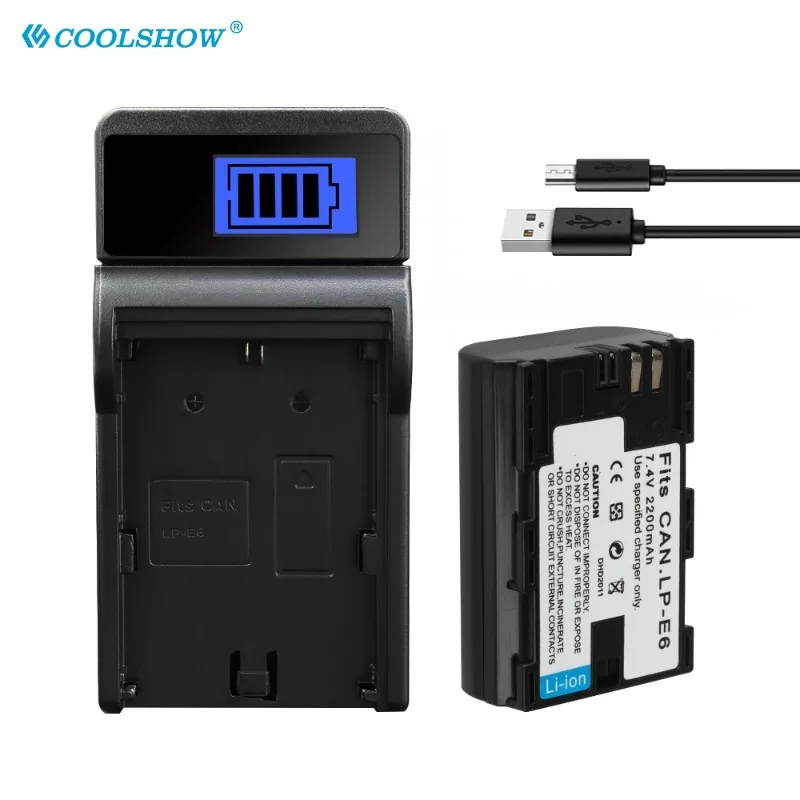 LP-E6 LP E6 cargador de batería para Canon EOS 5DS 5D 6D 7D 60D 60Da 70D Mark II Mark III 80D XC10 DSLR LPE6 2200mAh baterías
