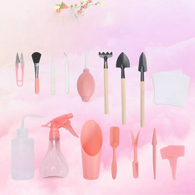 16PCS Garden Planter Kit Succulent Planting DIY Tool Set Sowing Transplant Seedling Tool Bonsai Fertilizer Drilling Device: PK