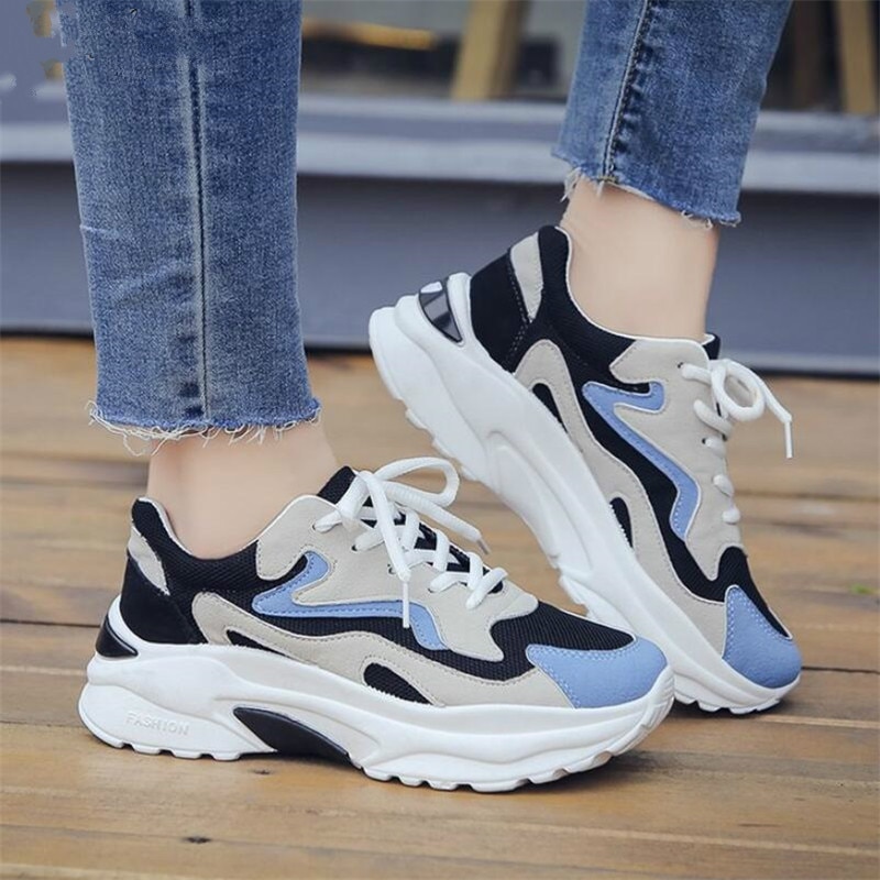 Dam skor höst sneakers dam plattform dam skor andas mesh dam vulkaniserade skor  t902