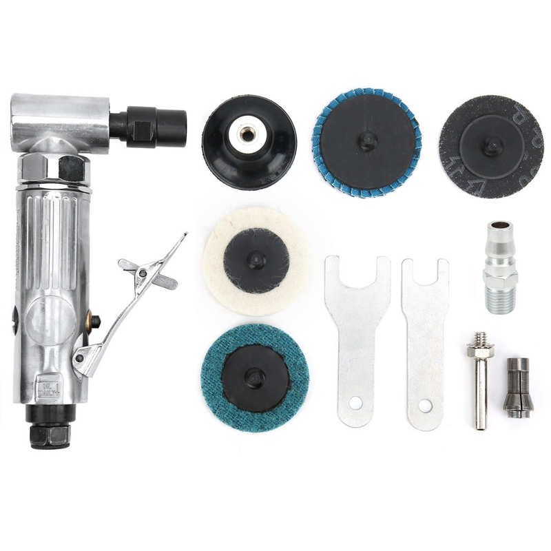 1/4in Air Die Grinder Pneumatic Polisher 90 degree Bend Angle Grinder Angle Pneumatic Grinding Polishing Tool with Emery Disk: Japanese connector