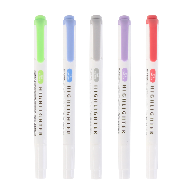 5PCS ZHIPAI Highlighter Light Color Series Double-headed Marker Color Marker Mildliner&Playcolor2 Highlighters for School