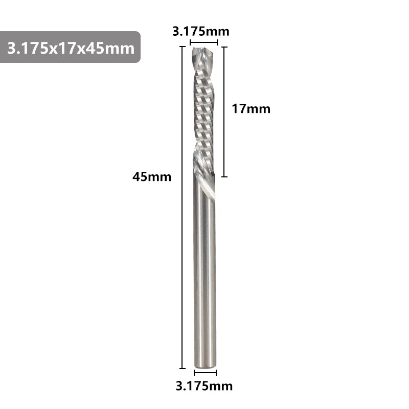 Xcan enkelt fløyte opp ned kutter 3.175mm skaft cnc ruter bit spiral slutt mølle karbid fresing kutter: 3.175 x 17 x 45l
