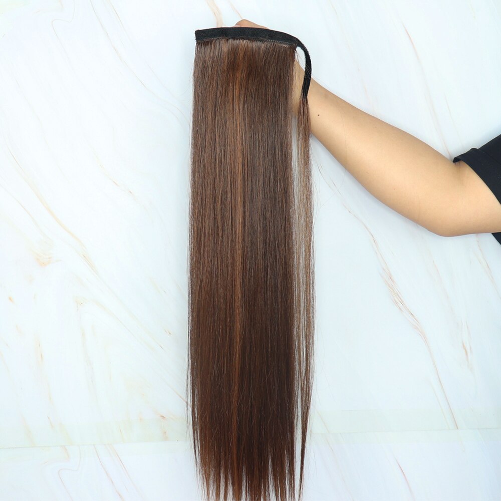 24 Inch Rechte Synthetische Clip In Trekkoord Paardenstaart Haarstukjes Voor Vrouwen Hair Extension Hoge Temperatuur Fiber Futura Haar