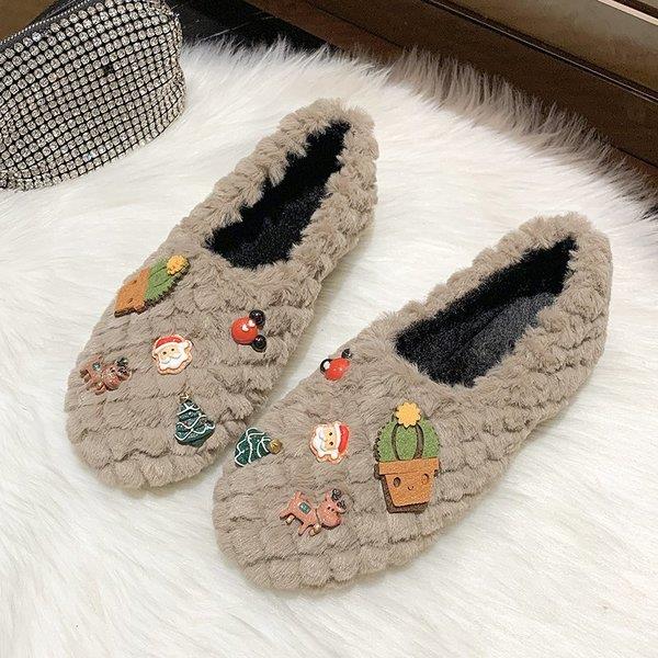 Sko kvinne komfortable og uformelle kvinnelige joggesko myke sko kvinner grunt munn kvinners mokasiner høst loafers pels: 3 / 35