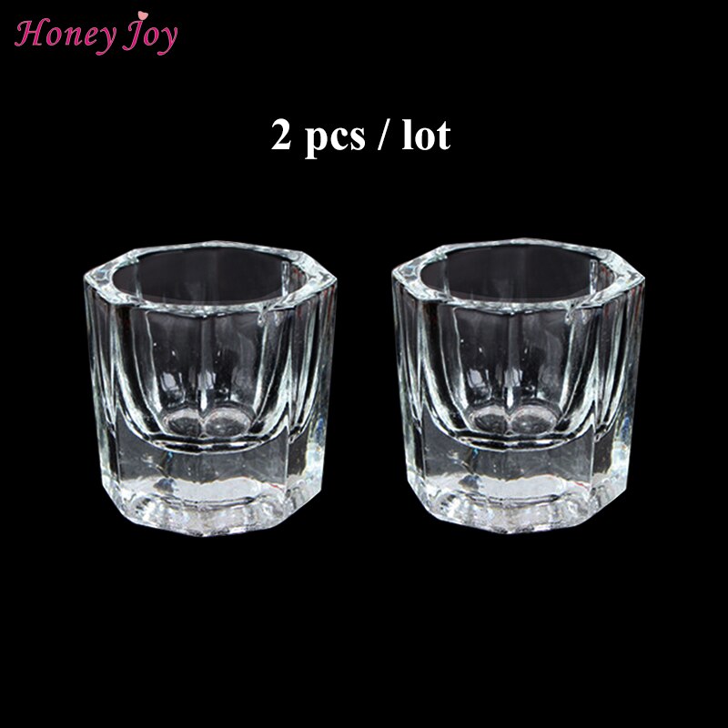 Honig Freude 1 teil/los Acryl Flüssigkeit Pulver Glas Dappen Gericht Kristall Glas Tasse Deckel Schüssel für Acryl Nagel Kunst ClearTransparent Bausatz: HJ-NAPB002-2Stck