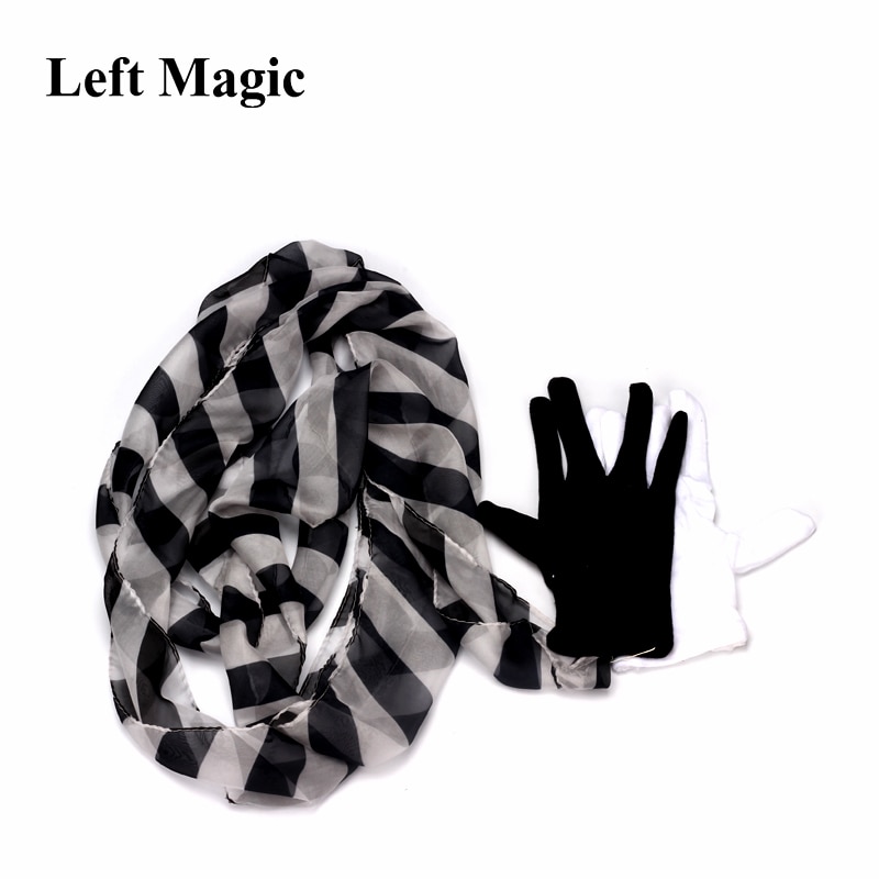 Handschoen Om Zebra Streamer Zijden Sjaal Goocheltrucs Professionele Goochelaar Straat Stage Party Magia Rekwisieten Magic Klassieke Speelgoed