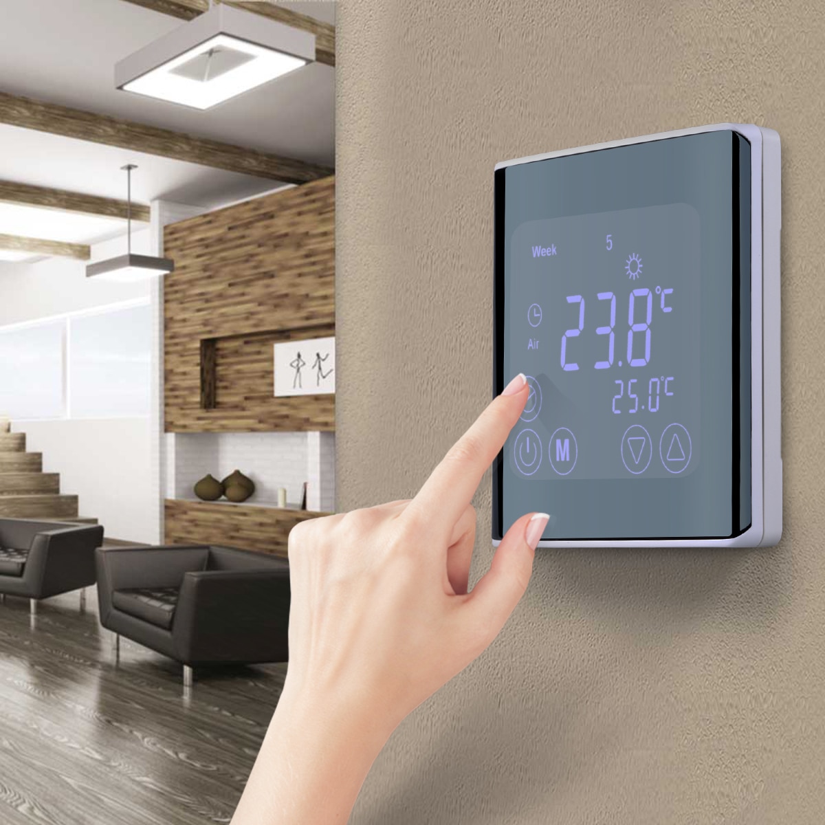 BYC17.GH3 Smart Lcd Touch Screen Thermostaat Ac 85-250 V Thermometer Muur Opknoping Termometro Digitale Thermometer