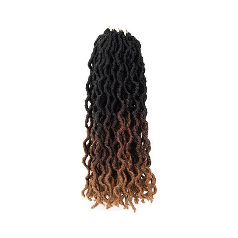 Curly Crochet Braids Hair Extensions 18 Inch Ombre Blond Soft Goddess Synthetic Braids Crochet Braids Hair: C2