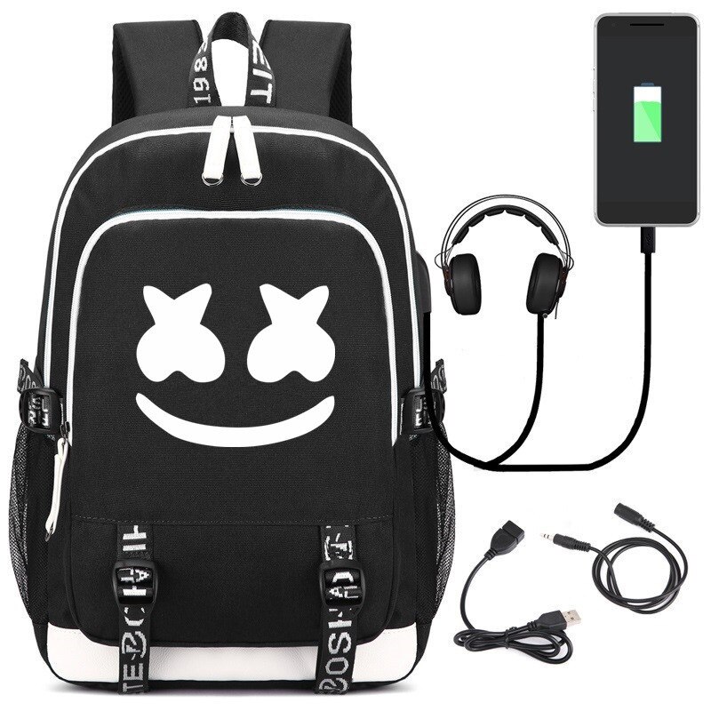 Dimom cool lysende usb laptop rygsække american mystery dj skoletaske til drenge og piger teenagere børns bogtaske