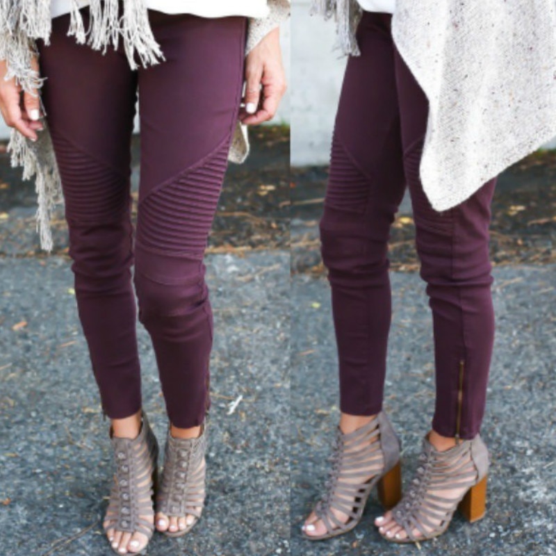 Europa Amerika Moto Biker Jeans Vrouwen Katoen Gewassen Vintage Geplooide Potlood Broek Femme Rits Hoge Elasticiteit Skinny Broek