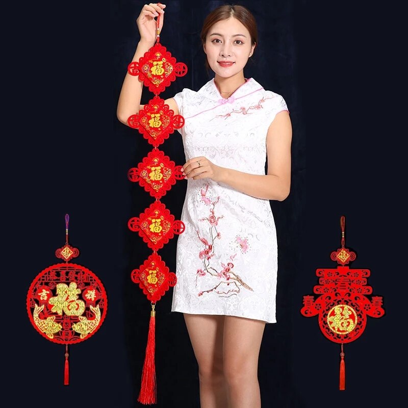 Rode Chinese Knoop Lente Festival Coupletten Hangers Chinese Jaar Decoraties Geluk Diy Wedding Lucky Gunstige
