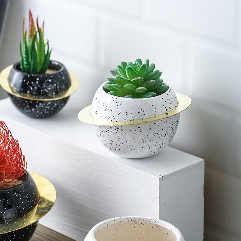 Non-porous Succulent Flower Pot Planet Flower Pot Home Desktop Decoration Ceramic Artificial Flower Pot For Balcony Decorations