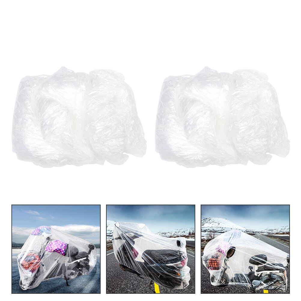 2pcs Disposable Motorcycle Cover PE Motorcycle Cover Portable Protective Cover: M