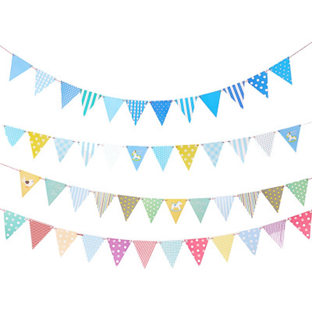 1 sett fargerikt papir/klut flagg banner & flagg krans blomsterbunting bannere gjør det selv-barn bursdag/bryllupsfest dekorasjon rekvisita