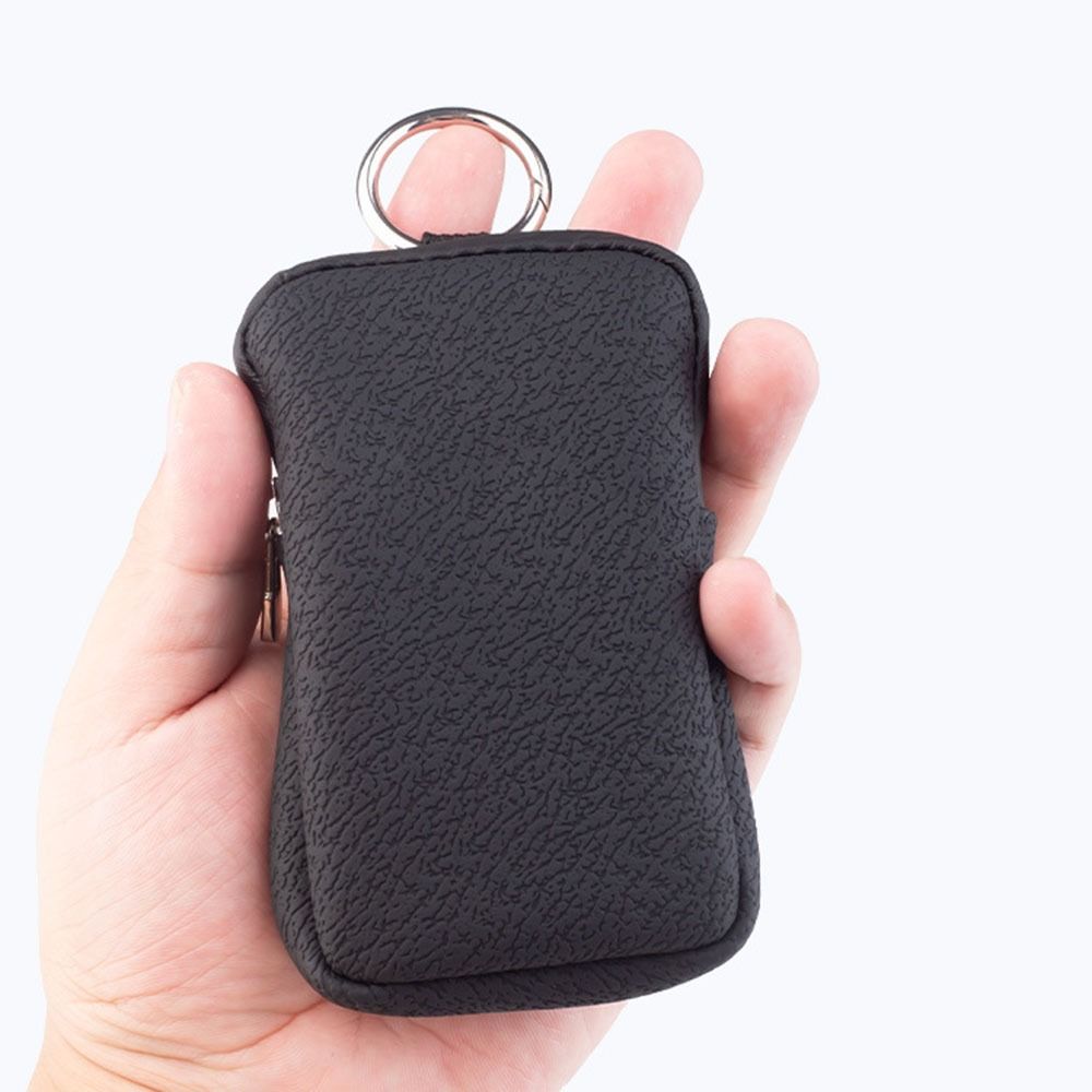 Waterproof PU Leather Coin Purse with Ring Buckle Keychain Change Pouch with Keychain Compact Space Saving