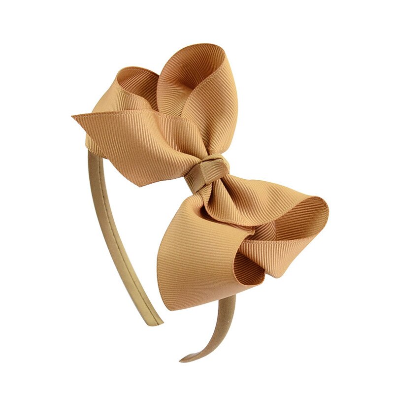 Cinta para el pelo de grogrén para niña, diadema bonita hecha a mano, lazo sólido, 20 colores, 4 pulgadas, accesorios para el cabello para niña: Café