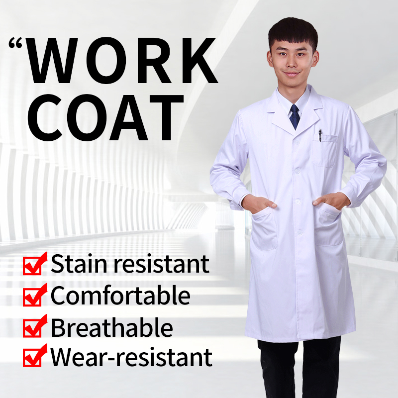 Uniform White Coat Long Sleeve Lab Coat Work Clothes Pocket Workwear Summer Snickers Jacket Gown Gray Men and Women