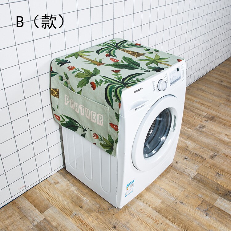 Retro plantestøvbetræk til husholdningsapparater universalbetræk vaskemaskinebetræk enkeltdørs køleskabsbetræk: B