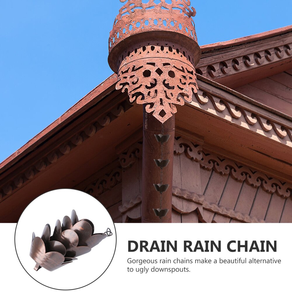 1m Universal Roof Corner Rain Chain Metal Rain Catcher Garden Accessory