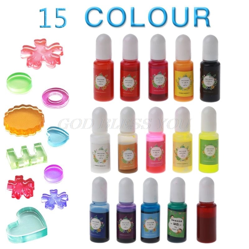 15 Kleuren Epoxy Pigment Doorschijnende Vloeistof Hars Kleurstof Epoxyhars Dye Mix Kleur Vloeibare Dye Hars Sieraden Maken