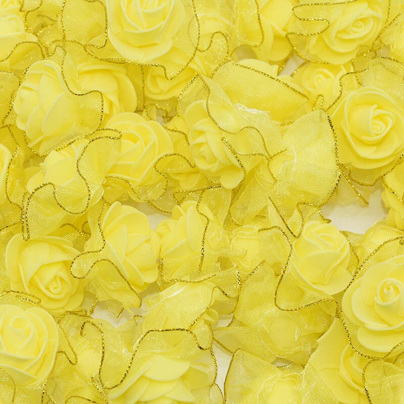 4.5cm 20 sztuk brokat grzywka kwiaty piankowe DIY ręcznie zrobiony kwiatek głowy sztuczne pianki dekoracje ślubne z różami Scrapbooking rzemiosło: F07