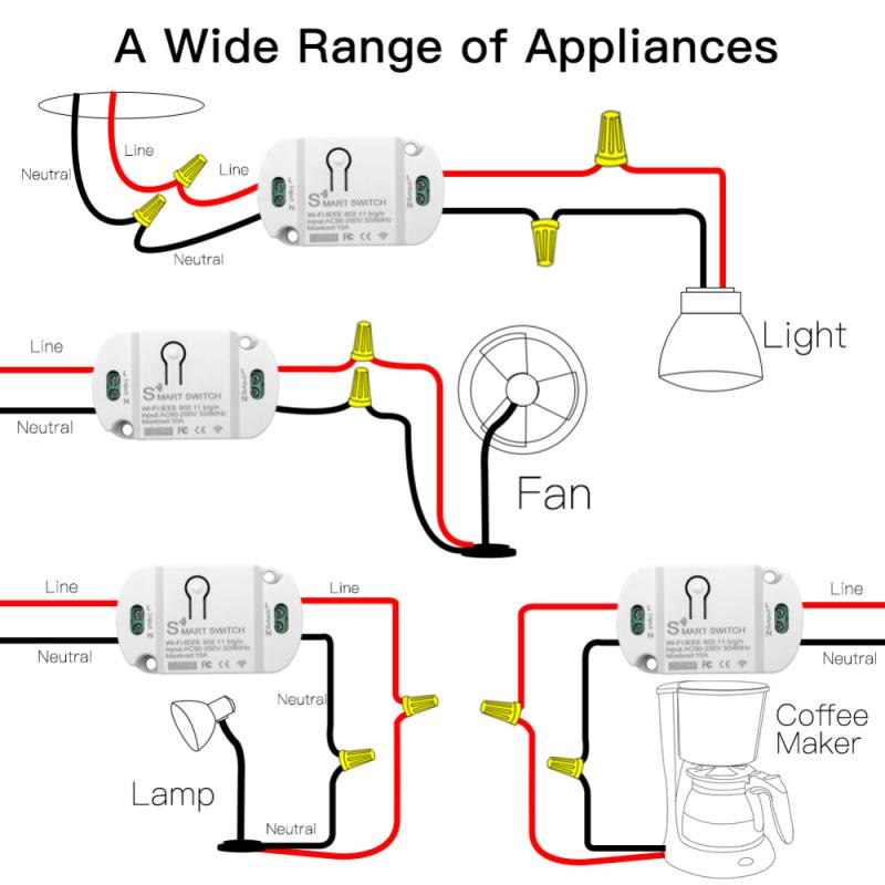 10A WiFi Smart Switch Timer DIY Wireless Switches Smart Home Automation Compatible With Tuya Alexa Google Home Automation Module