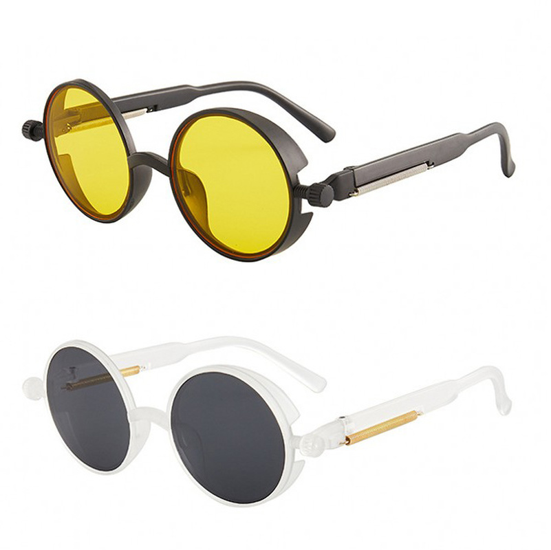 Mode Steampunk Stijl Zonnebril Retro Klassieke Ronde Frame Glazen Multi-color Lens Zon Brillen Gothic Punk Bril Unisex