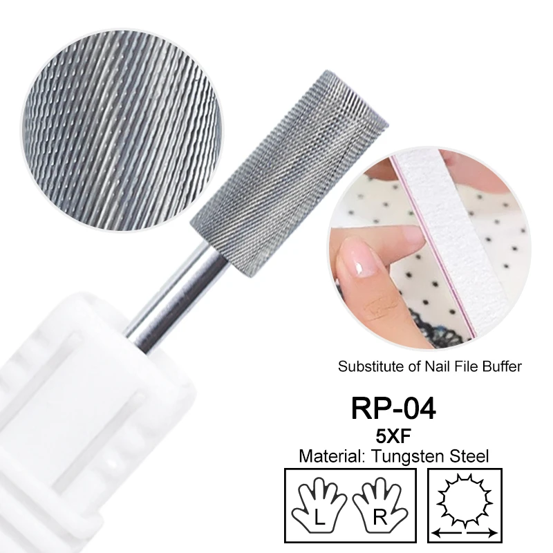 Nail Buffer Bit Polishing Carbide Grinding Tools Tungsten Steel Drill Files Left Right Hand Milling Cutter Manicure Accessories: Dark Khaki