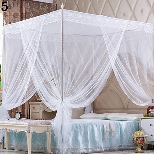Four Corner Post Student Canopy Mosquito Net No Frame Mosquito Repellent Tent Insect Reject Canopy Bed Curtain Bed Tent: white / Queen