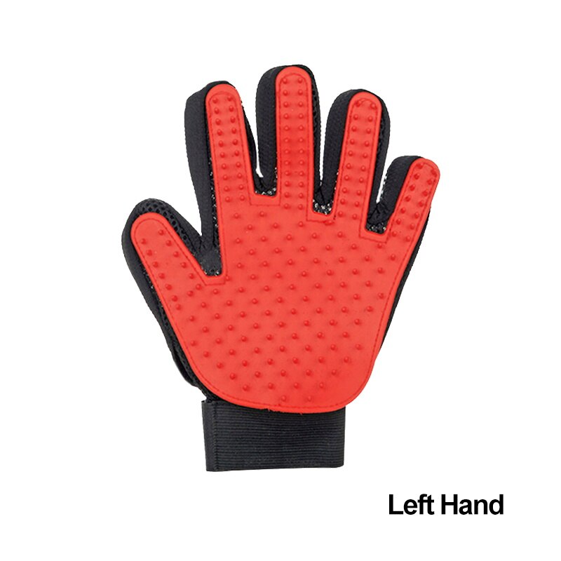 Gant pour animaux de compagnie en Silicone souple chien chat brosse pour animaux de compagnie Massage nettoyage doux efficace chat toilettage gant chien fournitures de bain gant pour animaux de compagnie peignes: Red Left