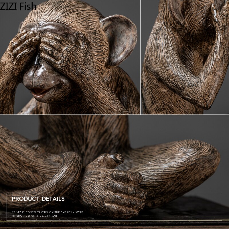 Europees ziet niet, zeg niet kunsthars aap ornamenten huis woonkamer knutselen kantoor decoratie