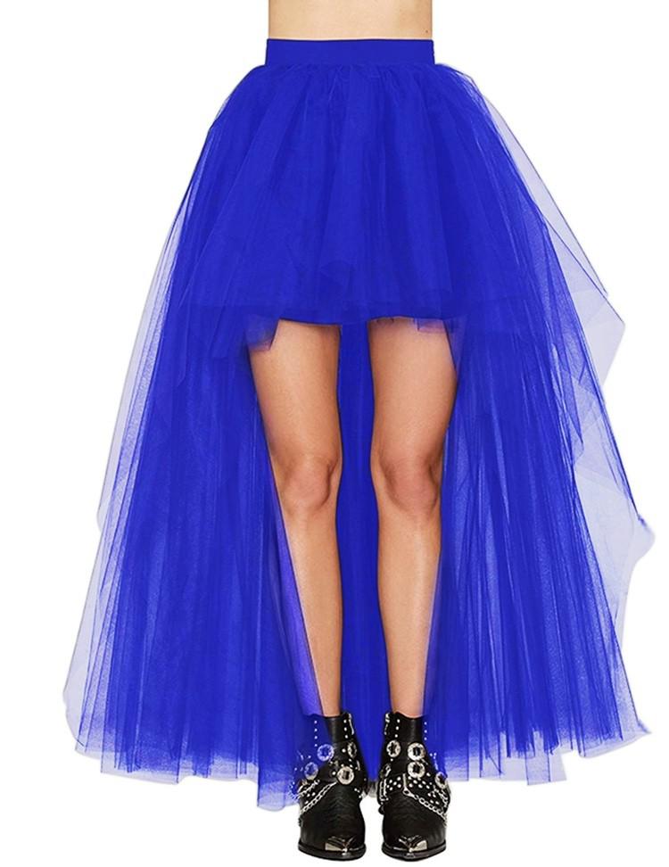 Falda de tul blanca para mujer, enagua tutú Hi-Lo de gasa con cola de golondrina, estilo informal largo, Punk gótico, cintura alta, de Carnaval: Gris