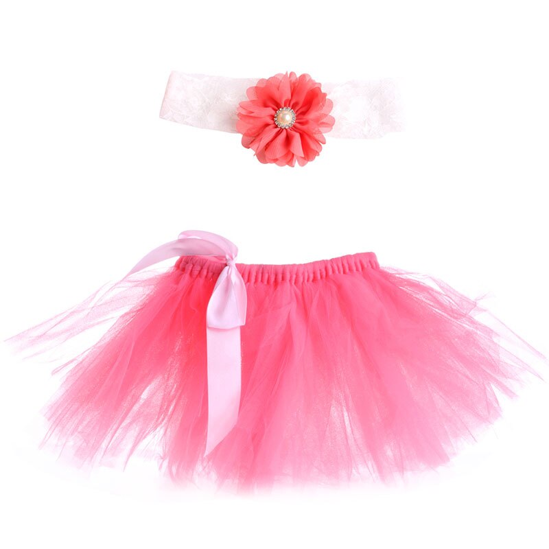 Hermoso para recién nacidos diadema falda tutú infantil niñas foto Prop traje: Red