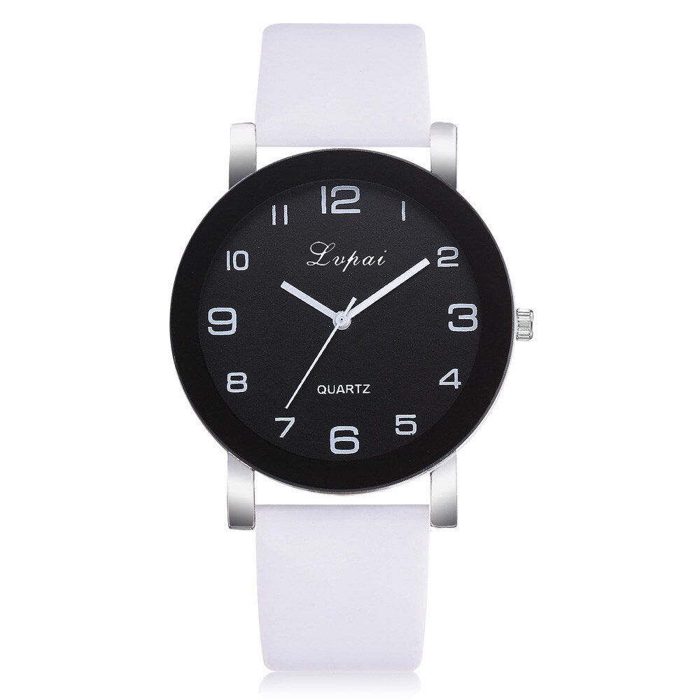 Horloges Vrouwen Romeinse Cijfers Disc Quartz Horloge Lederen Band Horloge Dames Klokken Relogios Feminino Fi: Withe