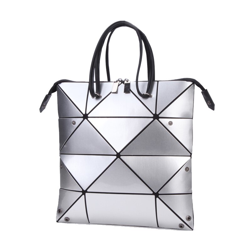 Women Bag Famous Brand Geometric Folding Women Messemger Shoulder Bags Bao Ladies Tote Bags Handbags: Silver