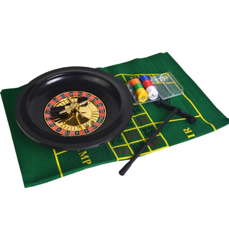 10 inch Roulette Game Set with Table Cloth Poker Chips for Bar Party Borad Game 53CD