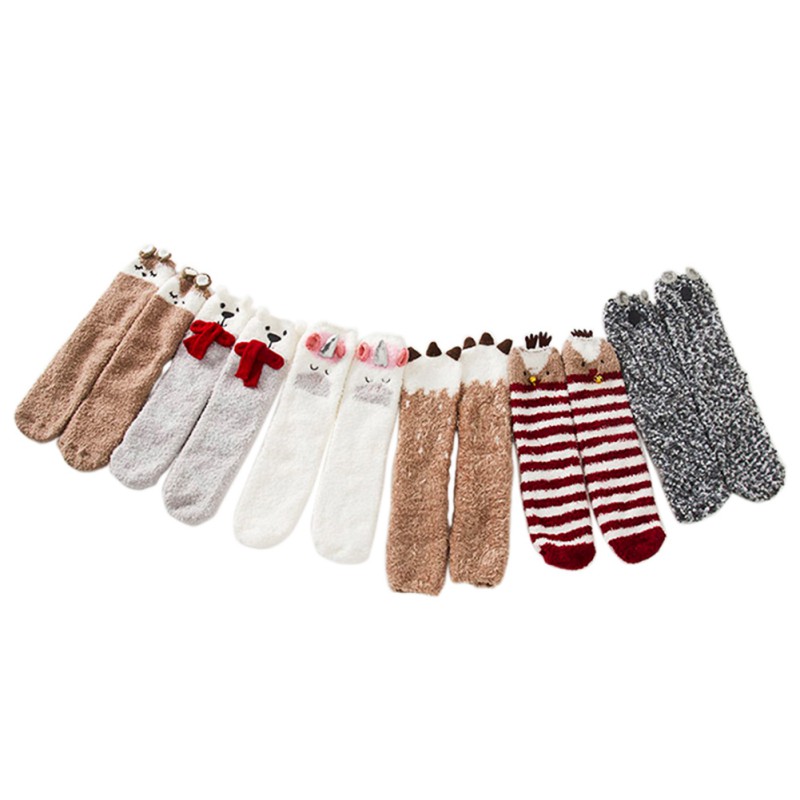 Kerst kinderen Cartoon Baby Kid Kousen Antislip Katoen Coral Fleece Lange Kousen Cartoon Winter Warme Panty 1- 12T