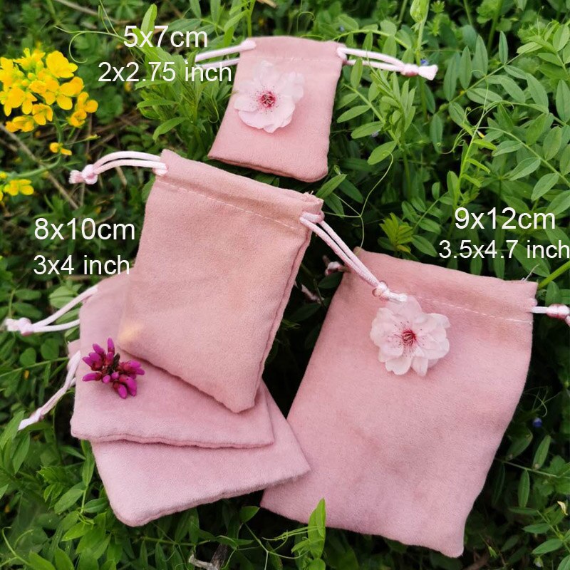Rosa di Flanella Sacchetti del Regalo Dei Monili 5x7cm 7x9cm 8x10cm 9x12 centimetri di Trucco ciglia Capelli Logo di Imballaggio Borse Multiuso