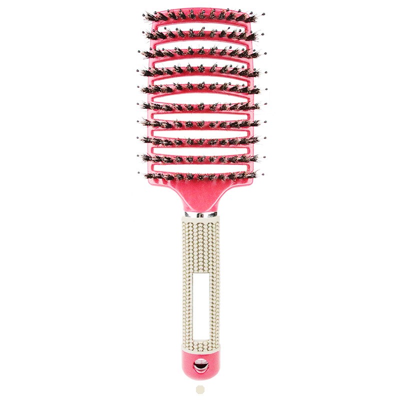Peigne de Massage du cuir chevelu, brosse à cheveux en poils et en Nylon, brosse à cheveux démêlante humide et bouclée, outils de coiffure pour Salon de coiffure pour femmes: YELLOW