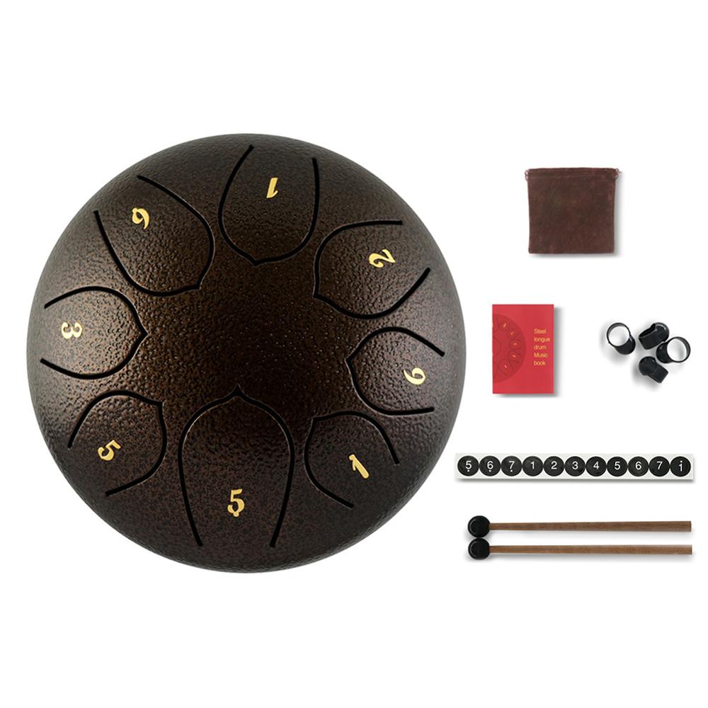 6 inch 11 Tune Percussion Musical Instrument Steel Tongue Drum for Beginner Tune Hand Drum Pad Sticks Carrying Bag Pe