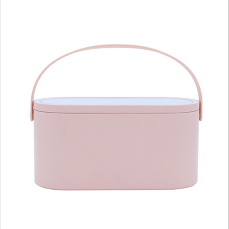 LED Makeup Mirror Cosmetic Box LED Touch Screen Illuminated Makeup Mirror Travel Makeup Mirror Portable Cosmetic Storage Box: Pink