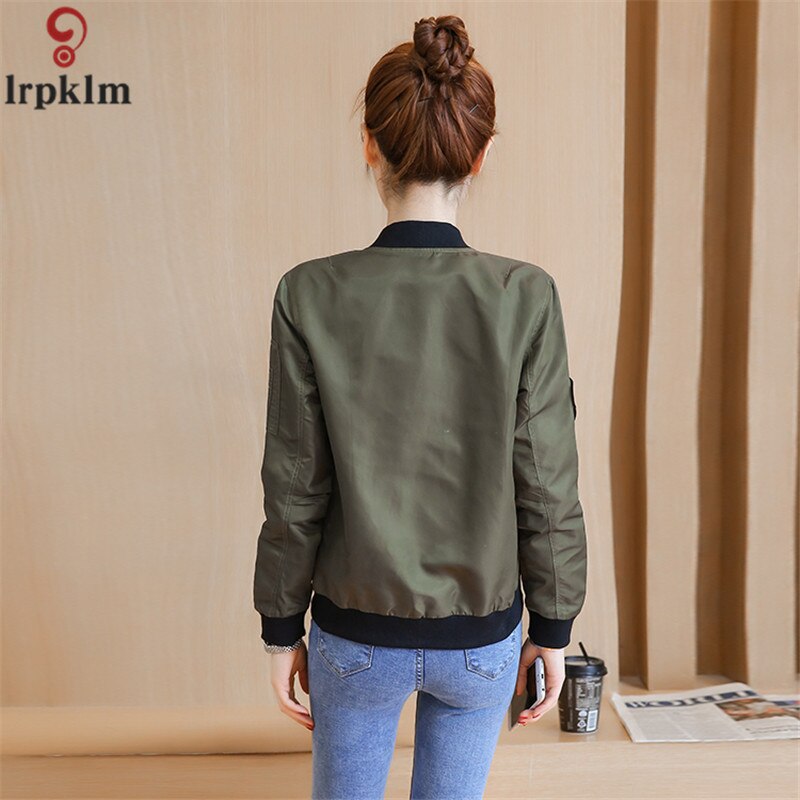 Lente Vrouwen Zwart En Legergroen Mode Korte Toevallige Jas Vrouwelijke Losse Lange Mouwen Baseball Jacket Coat LZ191