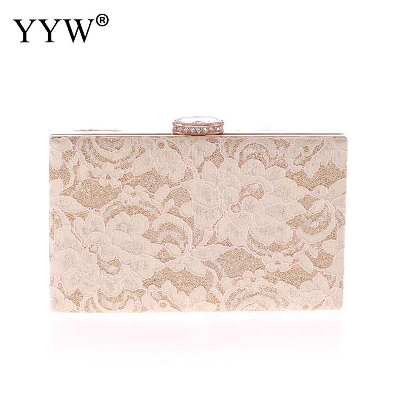 Yyw hul blonde hvid clutch taske til kvinder blomstret pochette mariage sac femme dame aften festtasker pung clutches sac