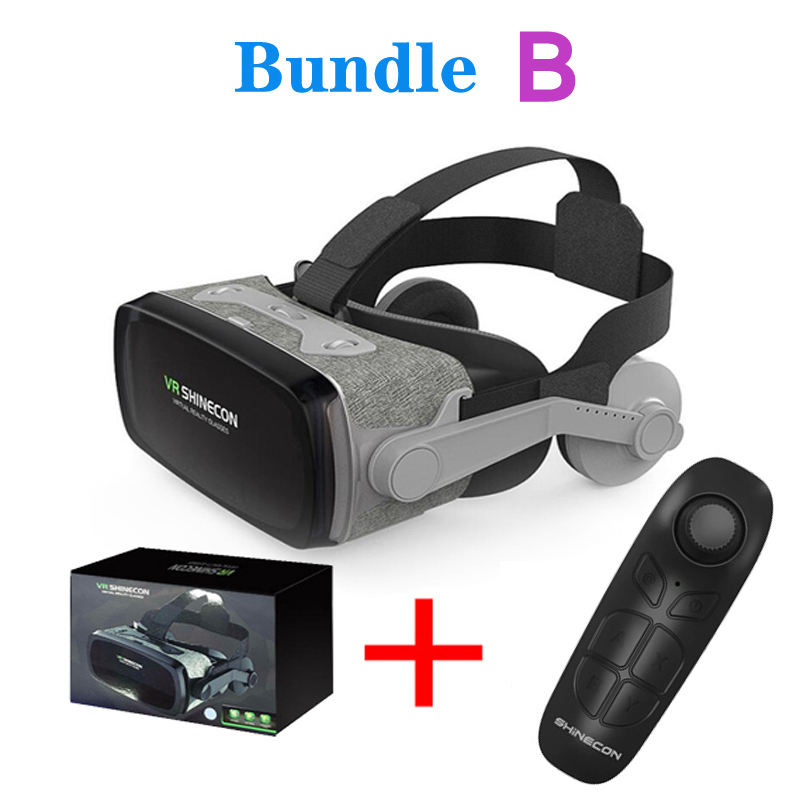 VR Glasses Box 3D Helmet Virtual Reality Devices VR Headset For 4.7 to 6.53 Inch Smartphone Gaming Movie Video Game Binoculars: Bundle B