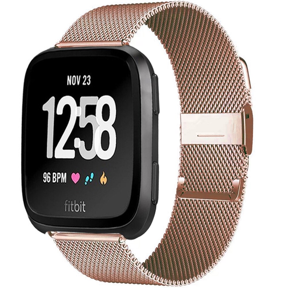 Milanese band for Fitbit Versa/Versa 2/versa Lite Strap Stainless Steel Bracelet Strap smart watch Accessories: rose gold / small size