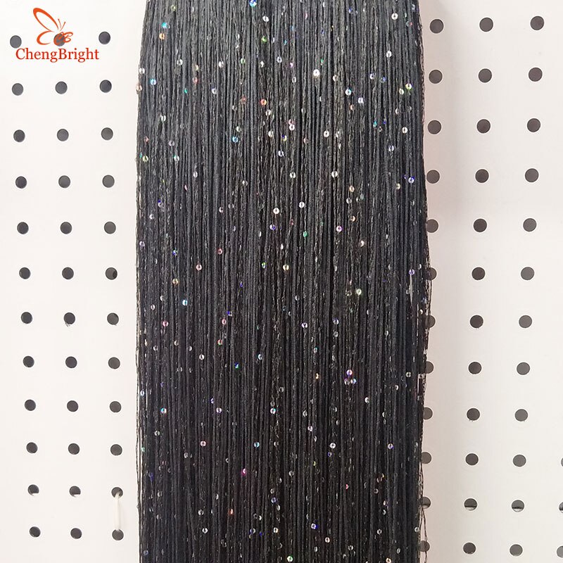 CHENGBRIGHT – robe longue blanche en dentelle à franges, 100CM, 1 Yard, vêtement de scène, rideau, accessoires de bricolage: Black
