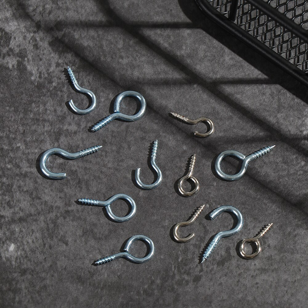 100Pcs Cup Haken Eye Schroeven Zilver Eyebolt Sluitingen Schroefdraad Peg Muur Hanger Tool Sieraden Bevindingen Lamp Opknoping Assortiment Kits