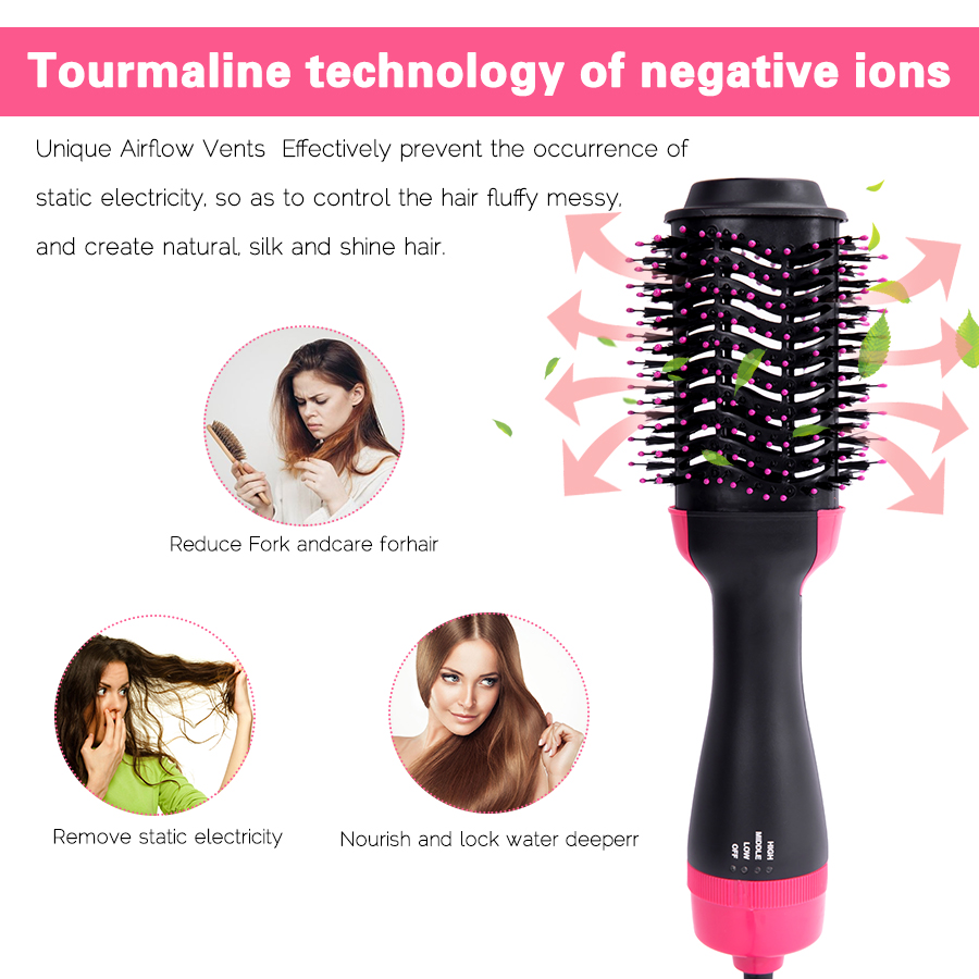 Curling Thermal Brush Professiona 3 In 1 One Step Round Brush For Hair Curler Volumizing Brush Styler Curling Comb For Hair