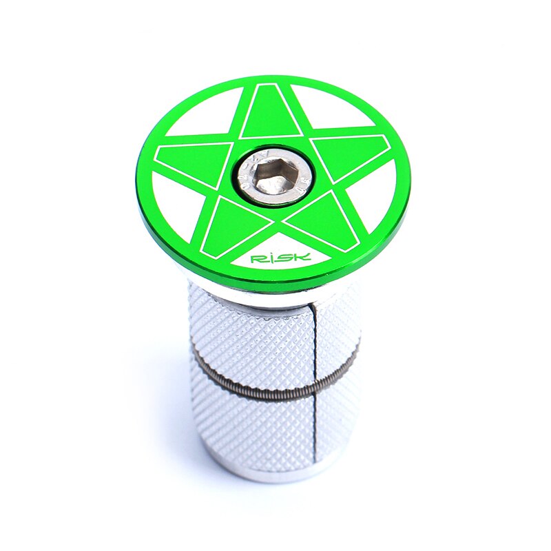 Bike Bicycle Fork Steerer Headset Stem Adjuster Star Nut Expander Expanding Nut Compression Compressor Plug with Bolt & Top Cap: Green Set
