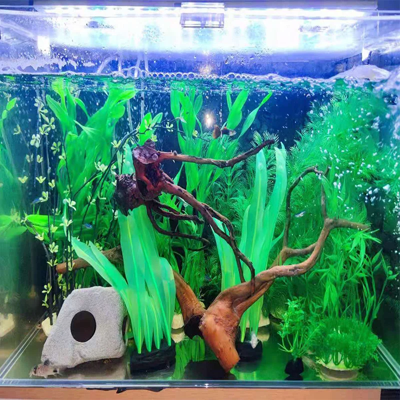 Decoración de acuario de Kelp Artificial, plantas acuáticas, césped acuático, adornos para pecera, accesorios de paisaje subacuático
